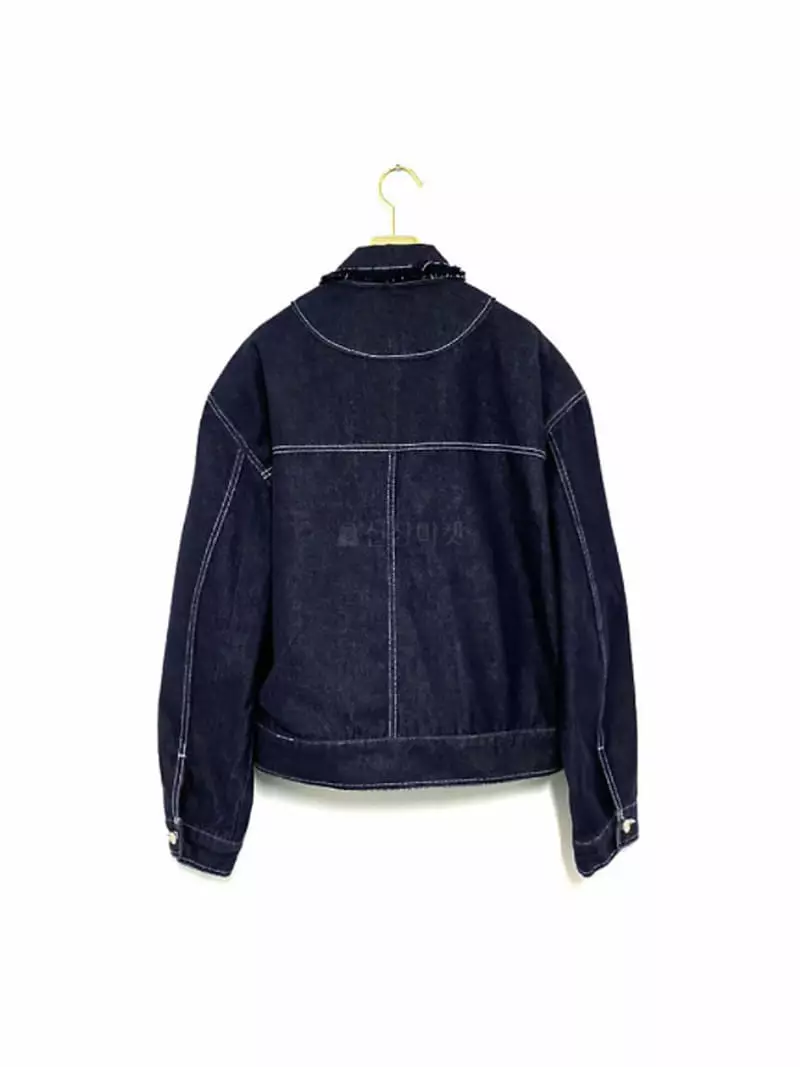 Earn - Korean Women Fashion - #womensfashion - Unbalance Washing Crop Denim Jacket - 11