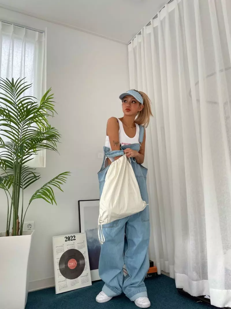 Edison Store - Korean Women Fashion - #romanticstyle - Denim Dungarees Pants - 5