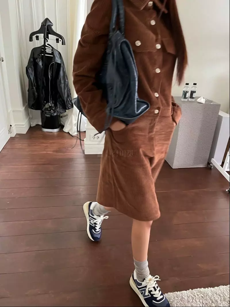 Egg Is - Korean Women Fashion - #womensfashion - Corduroy One-piece - 5