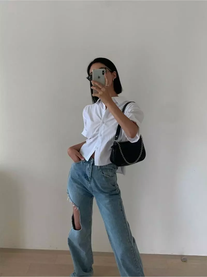 Enten - Korean Women Fashion - #momslook - Pale Shirt