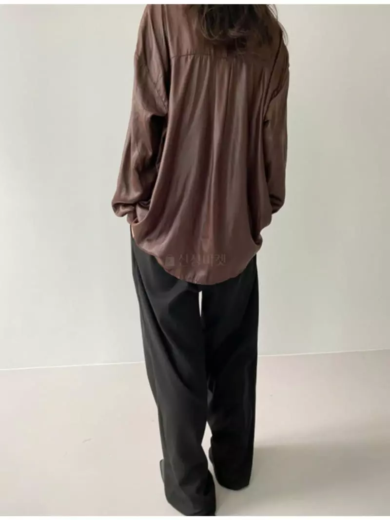 Enten - Korean Women Fashion - #momslook - Silky Leather Shirt - 7