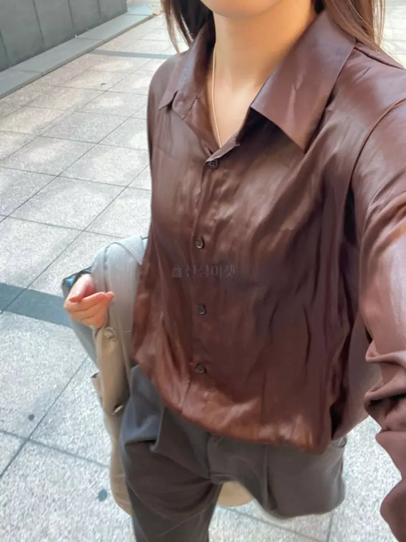Enten - Korean Women Fashion - #romanticstyle - Silky Leather Shirt