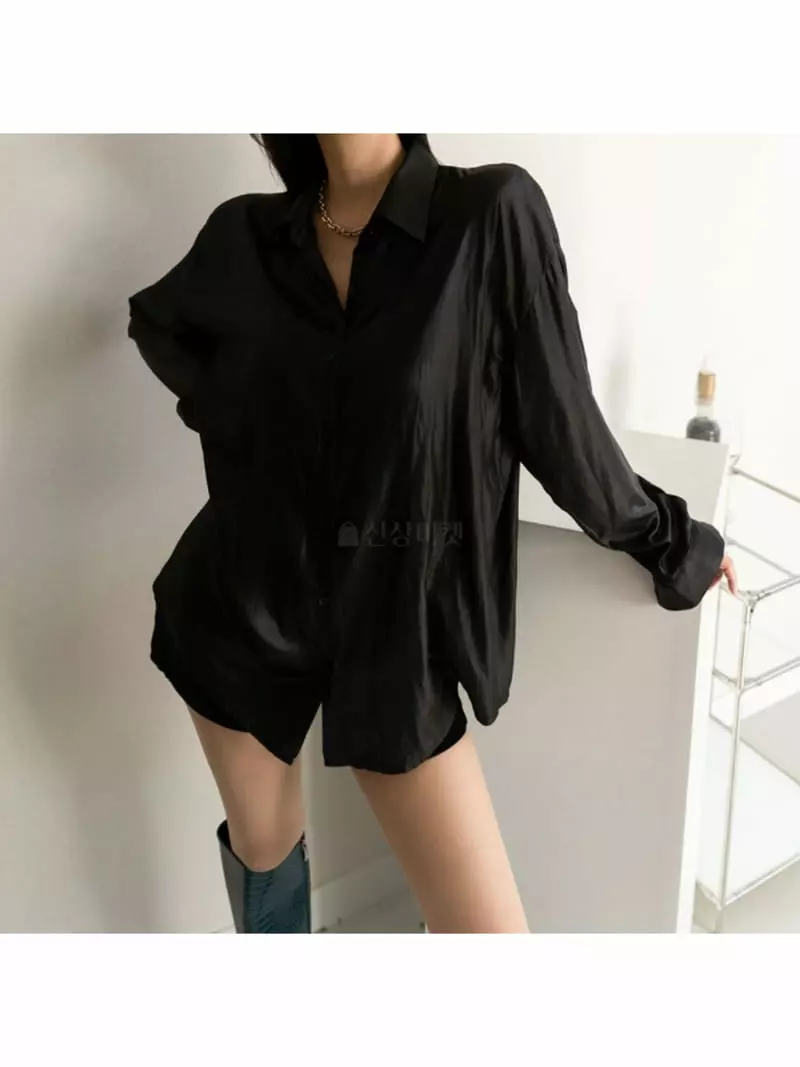 Enten - Korean Women Fashion - #womensfashion - Silky Leather Shirt - 8