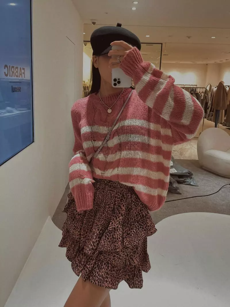 Fabric Seoul - Korean Women Fashion - #momslook - Alpaca Stripes Knit Tee - 8