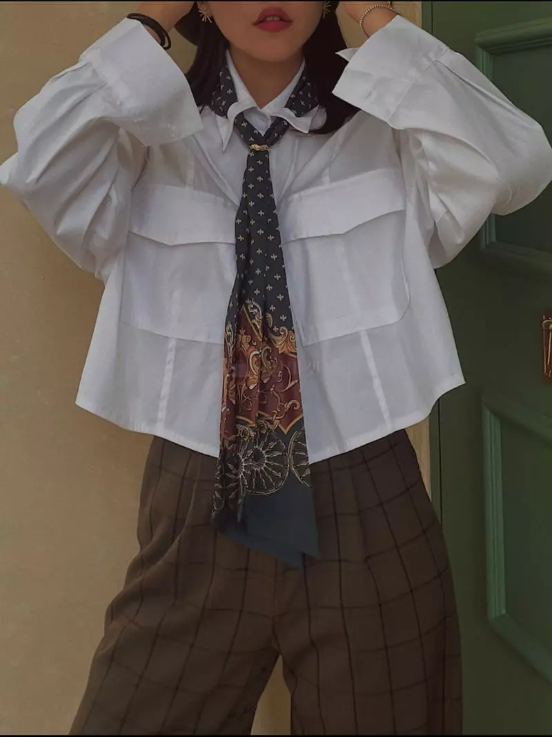 Fabric Seoul - Korean Women Fashion - #momslook - Scarf Pocket Shirt - 11