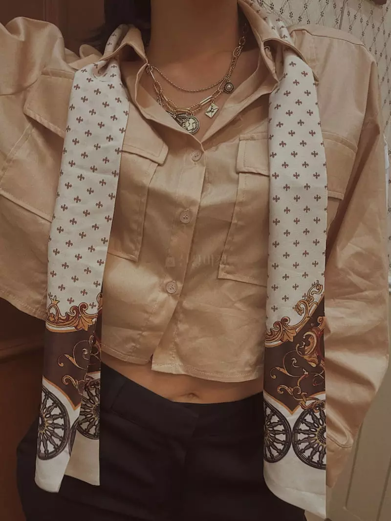 Fabric Seoul - Korean Women Fashion - #momslook - Scarf Pocket Shirt - 5