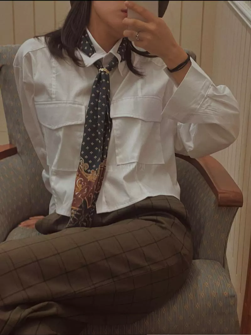 Fabric Seoul - Korean Women Fashion - #momslook - Scarf Pocket Shirt - 9