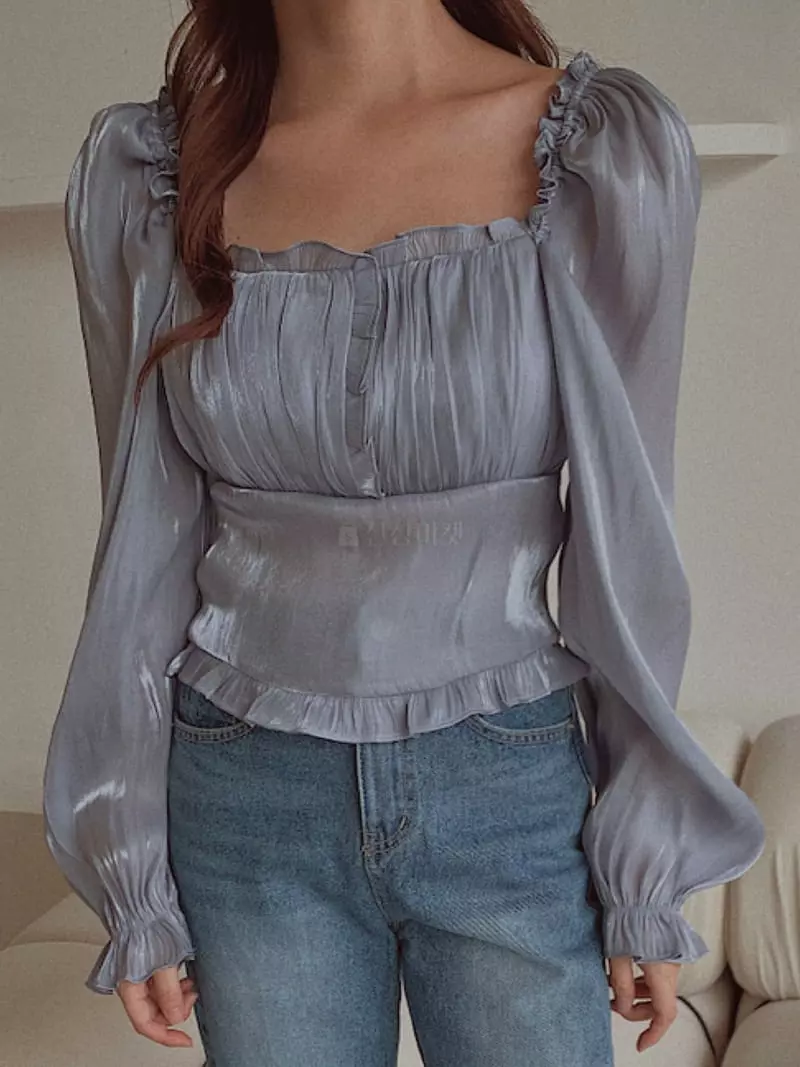 Fabric Seoul - Korean Women Fashion - #momslook - Metal Shirring Blouse - 12