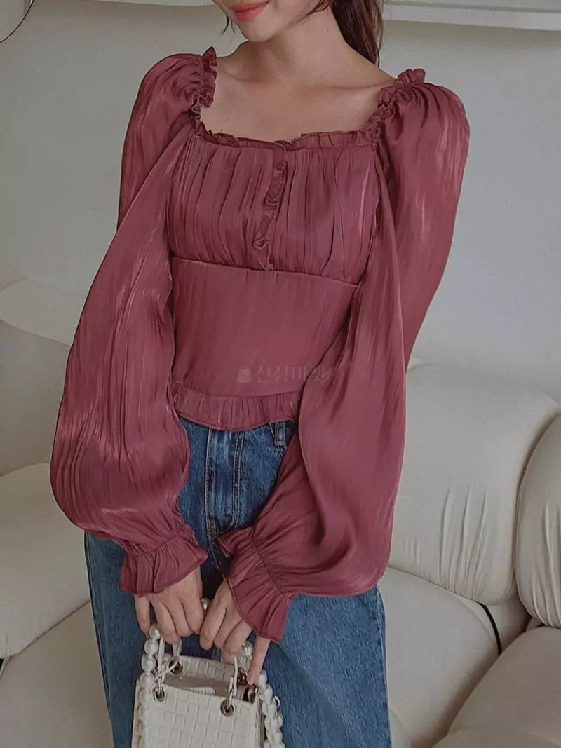 Fabric Seoul - Korean Women Fashion - #womensfashion - Metal Shirring Blouse - 4