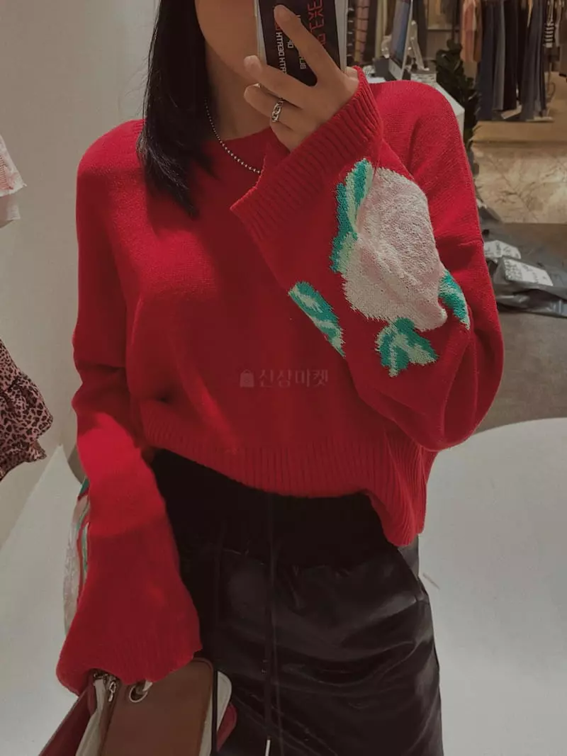 Fabric Seoul - Korean Women Fashion - #womensfashion - Rose Intasha Knit Tee - 4