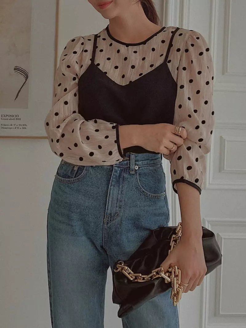 Fabric Seoul - Korean Women Fashion - #womensfashion - Dot Bustier Blouse - 4