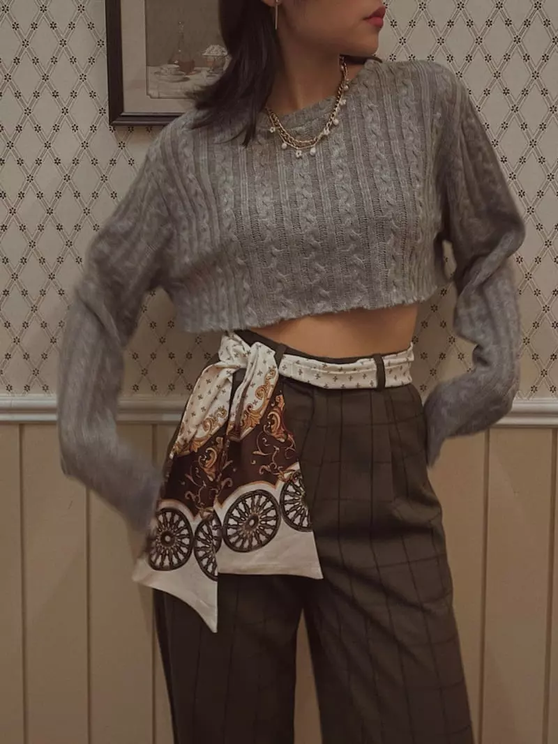 Fabric Seoul - Korean Women Fashion - #momslook - Twist Crop Knit Tee - 4