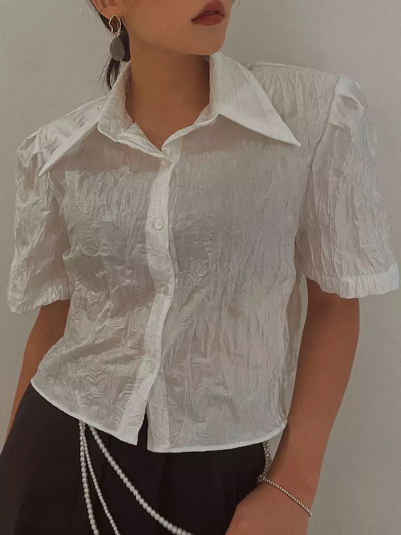 Fabric Seoul - Korean Women Fashion - #momslook - Glossy Pad Blouse - 2