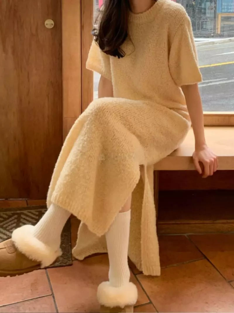 Fabric Seoul - Korean Women Fashion - #momslook - Pompom Knit One-piece - 4
