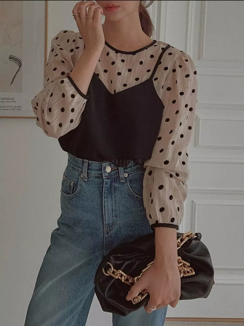 Fabric Seoul - Korean Women Fashion - #pursuepretty - Dot Bustier Blouse - 10