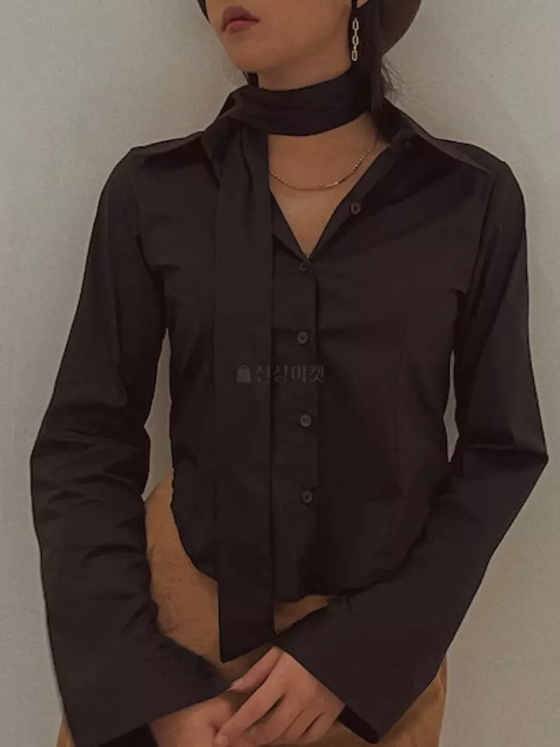 Fabric Seoul - Korean Women Fashion - #restrostyle - Tie Slim Shirt - 7
