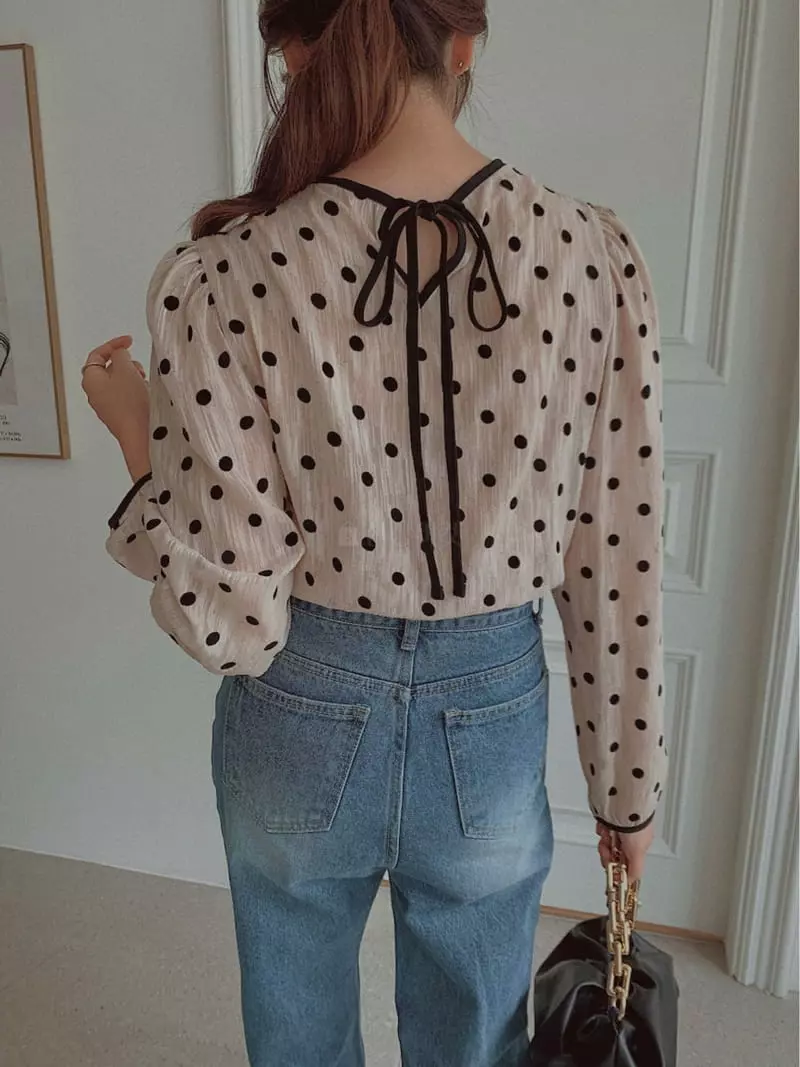 Fabric Seoul - Korean Women Fashion - #romanticstyle - Dot Bustier Blouse - 12