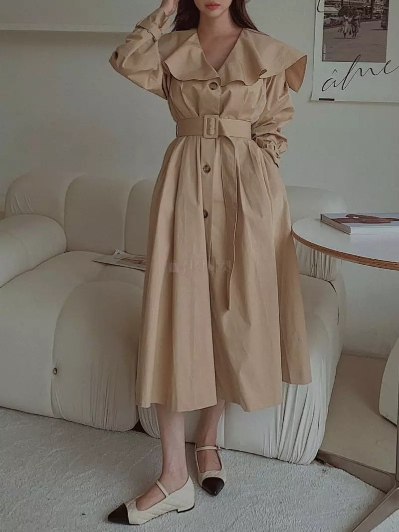 Fabric Seoul - Korean Women Fashion - #romanticstyle - Cape Trench Coat - 5