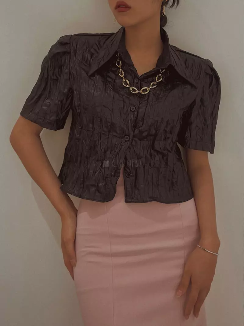Fabric Seoul - Korean Women Fashion - #shopsmall - Glossy Pad Blouse - 10