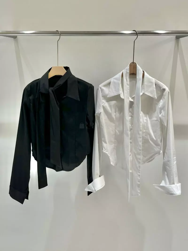 Fabric Seoul - Korean Women Fashion - #shopsmall - Tie Slim Shirt - 9