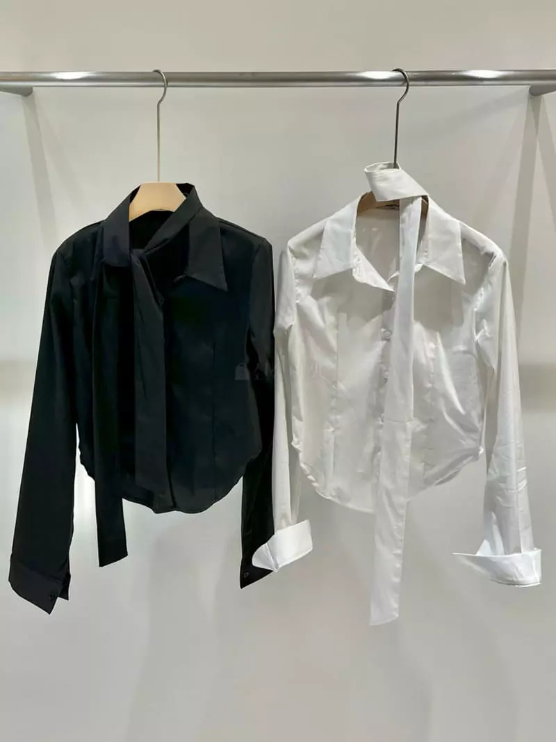 Fabric Seoul - Korean Women Fashion - #thatsdarling - Tie Slim Shirt - 10