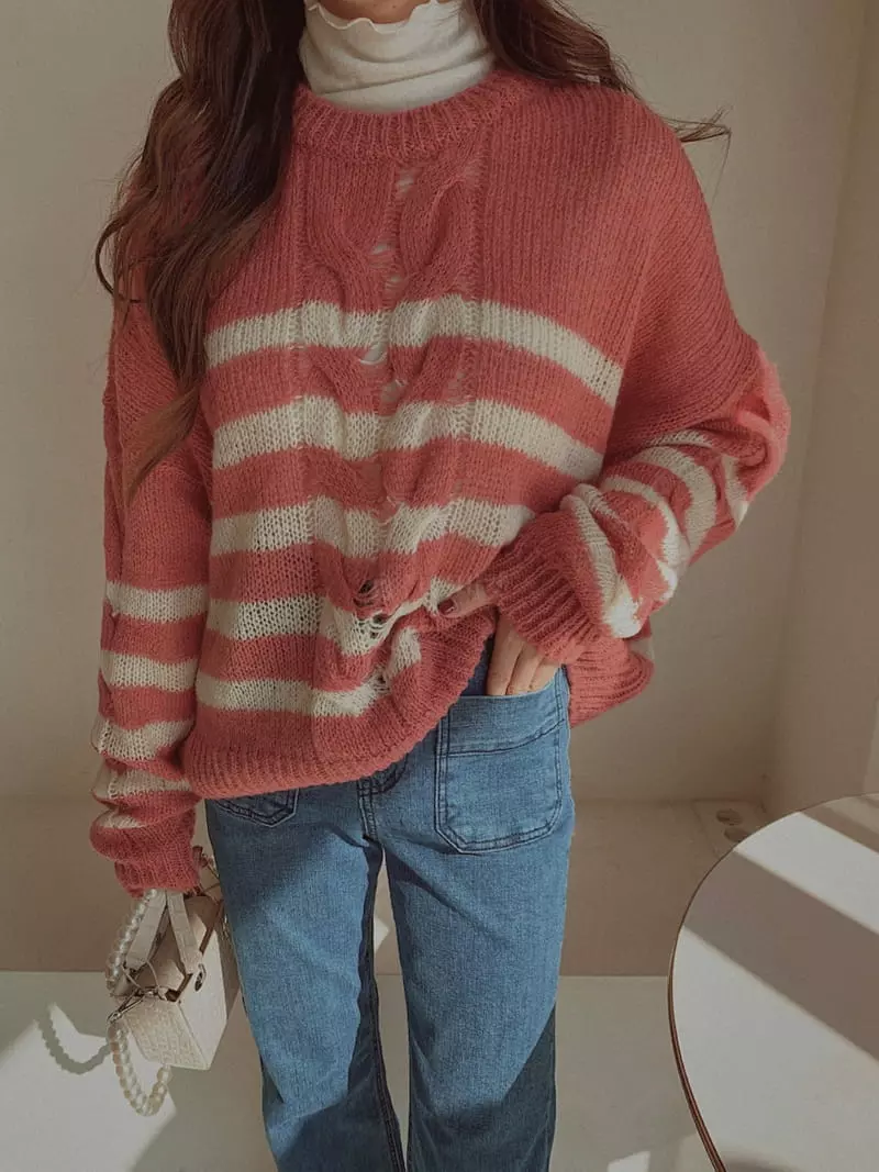 Fabric Seoul - Korean Women Fashion - #thelittlethings - Alpaca Stripes Knit Tee