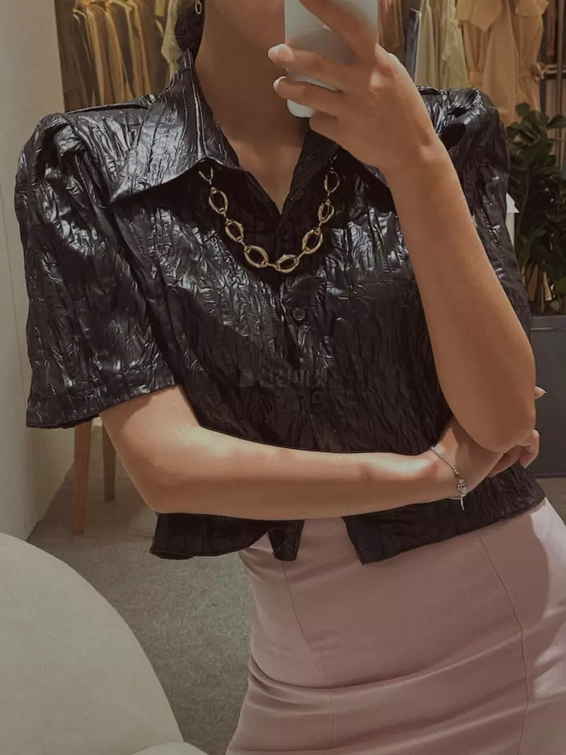 Fabric Seoul - Korean Women Fashion - #thelittlethings - Glossy Pad Blouse - 12