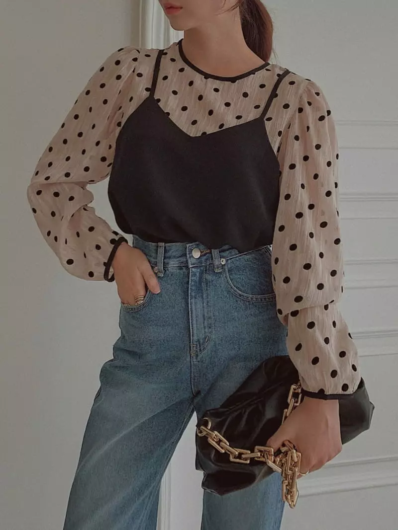 Fabric Seoul - Korean Women Fashion - #vintageinspired - Dot Bustier Blouse - 8