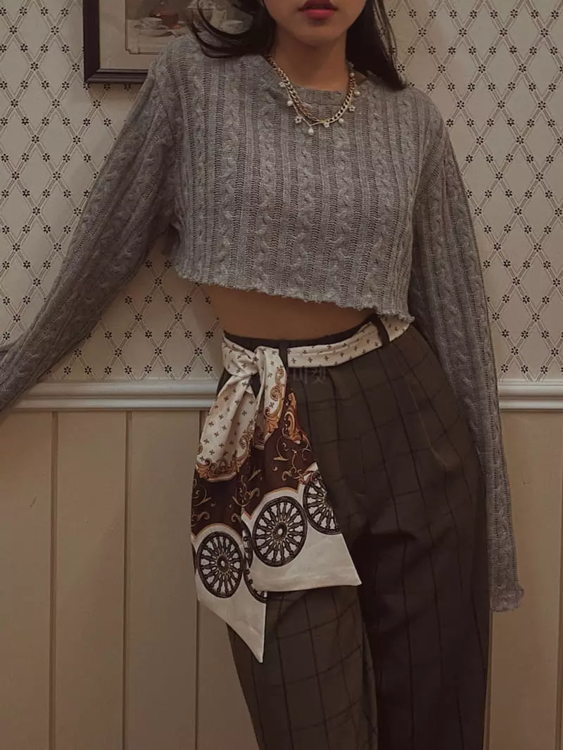 Fabric Seoul - Korean Women Fashion - #vintageinspired - Twist Crop Knit Tee - 7