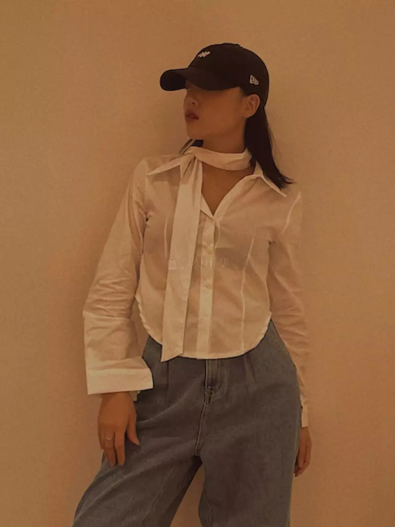 Fabric Seoul - Korean Women Fashion - #womensfashion - Tie Slim Shirt - 4