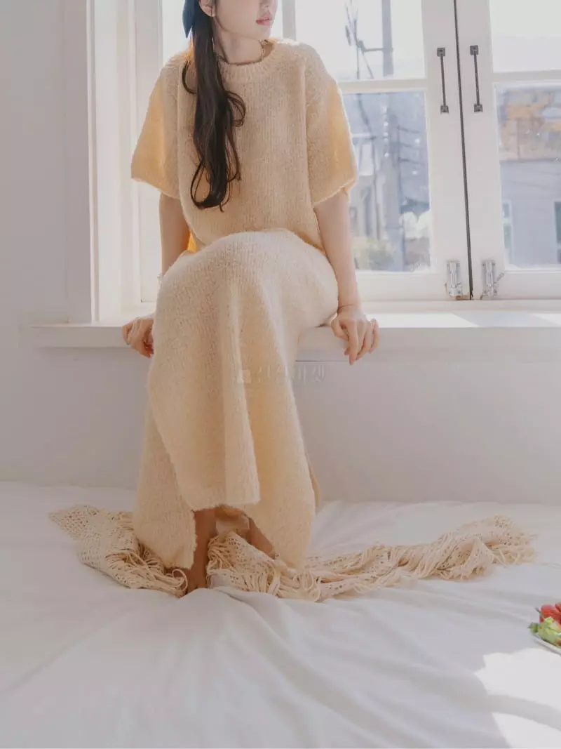 Fabric Seoul - Korean Women Fashion - #vintagekidsstyle - Pompom Knit One-piece - 7