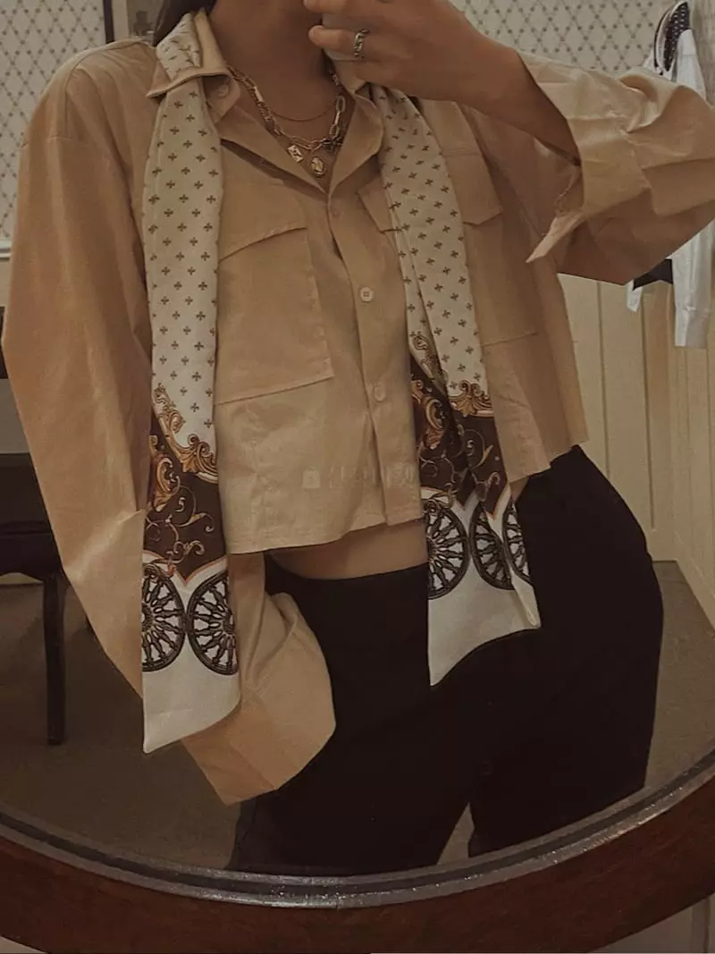 Fabric Seoul - Korean Women Fashion - #womensfashion - Scarf Pocket Shirt - 2
