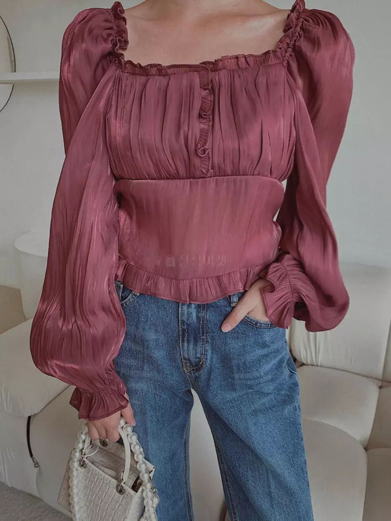 Fabric Seoul - Korean Women Fashion - #womensfashion - Metal Shirring Blouse