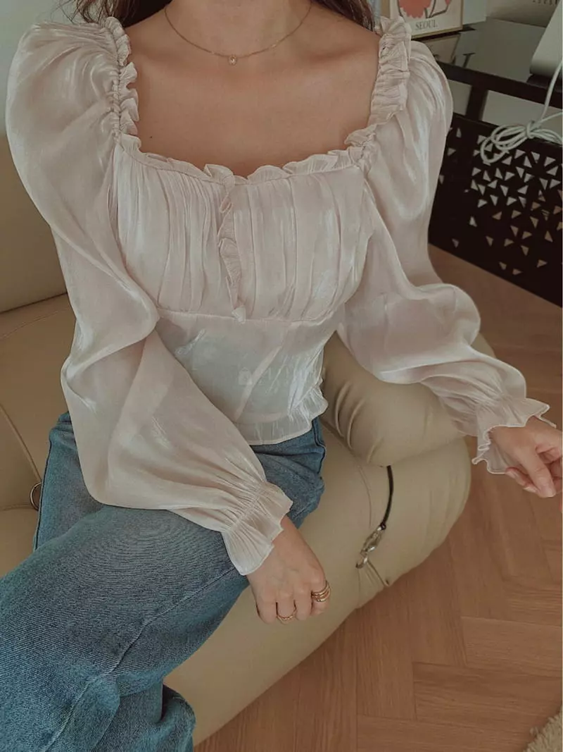 Fabric Seoul - Korean Women Fashion - #womensfashion - Metal Shirring Blouse - 11