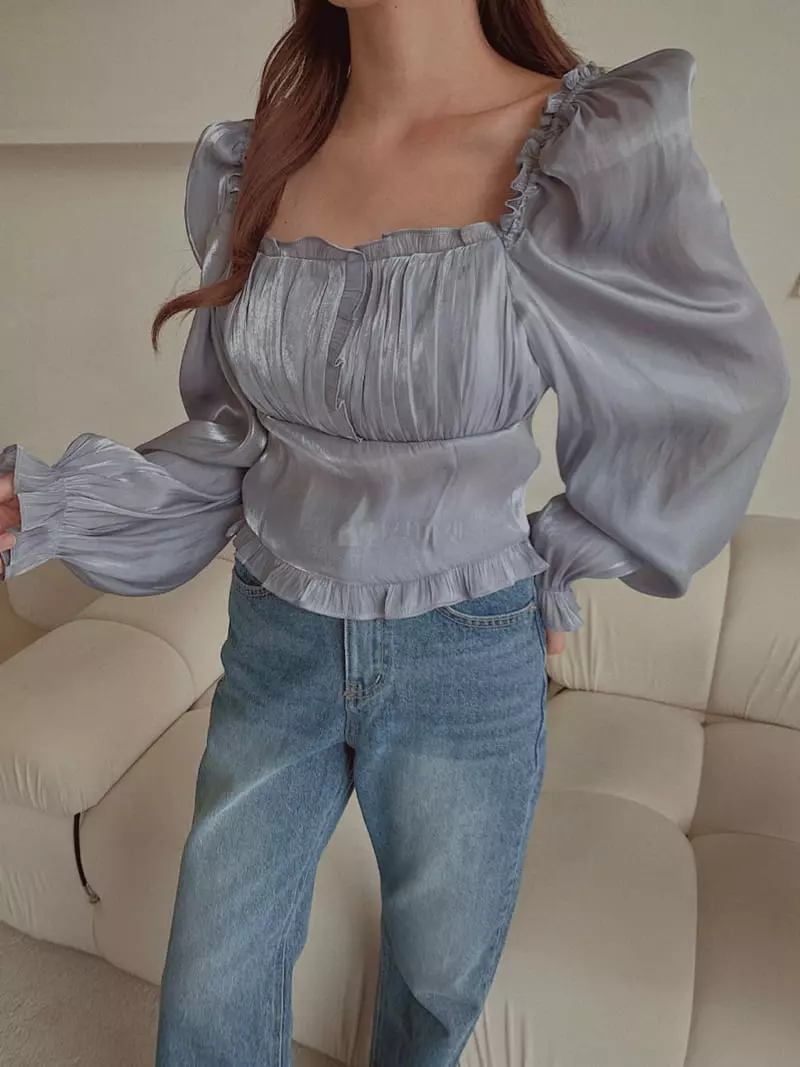 Fabric Seoul - Korean Women Fashion - #womensfashion - Metal Shirring Blouse - 3