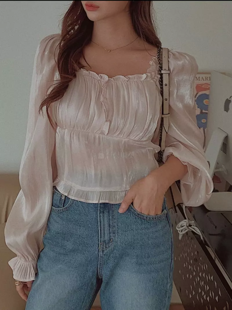 Fabric Seoul - Korean Women Fashion - #womensfashion - Metal Shirring Blouse - 5