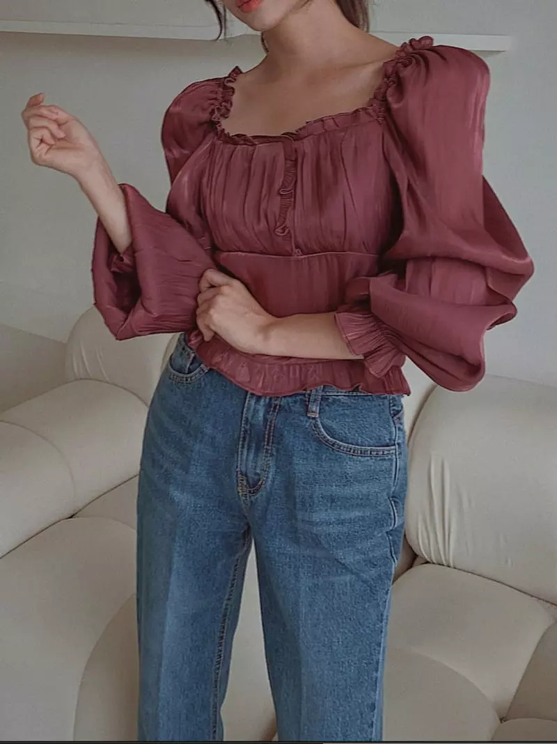 Fabric Seoul - Korean Women Fashion - #womensfashion - Metal Shirring Blouse - 7