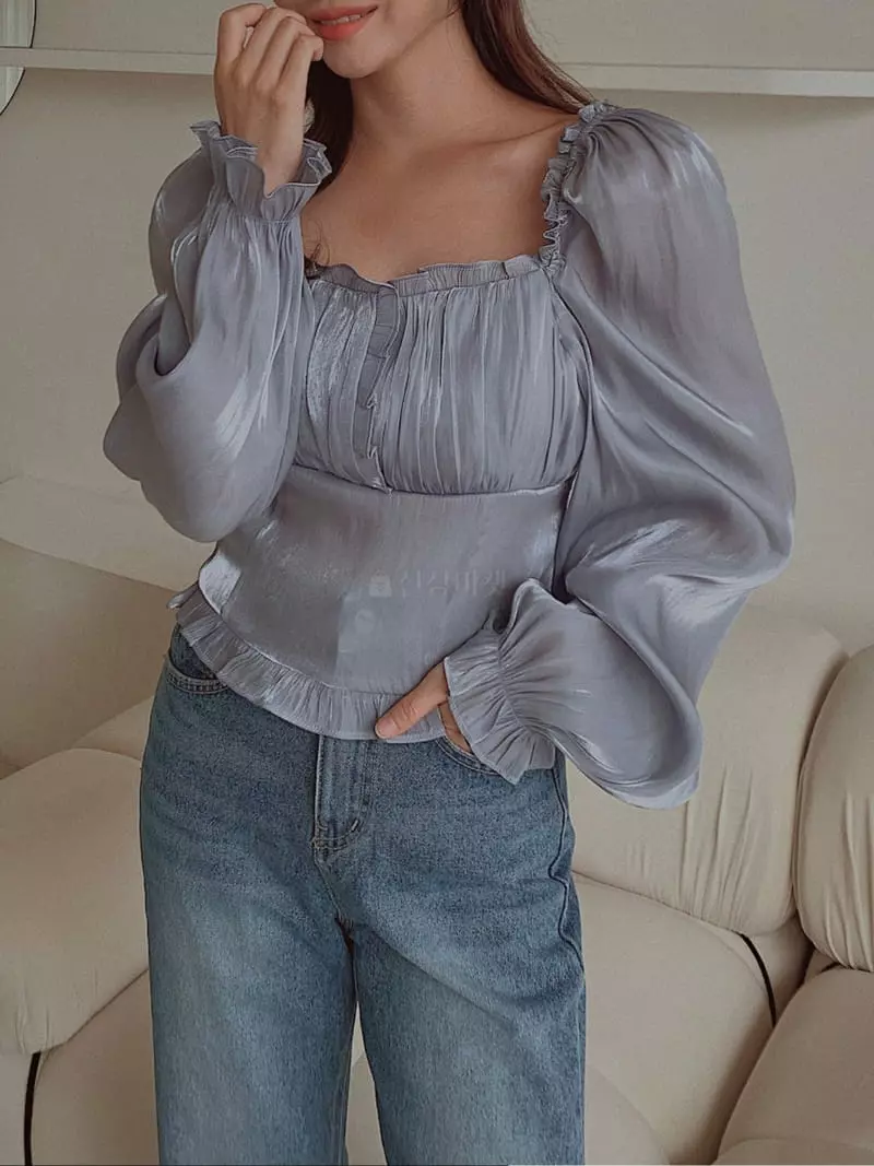 Fabric Seoul - Korean Women Fashion - #womensfashion - Metal Shirring Blouse - 9