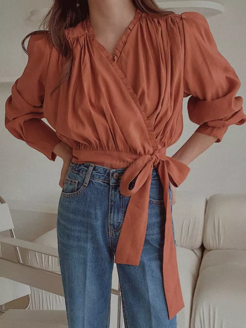 Fabric Seoul - Korean Women Fashion - #womensfashion - Wrap Muse Blouse - 5
