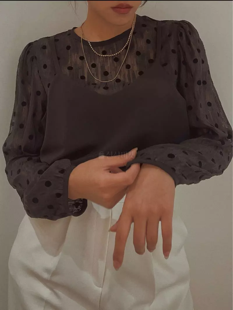 Fabric Seoul - Korean Women Fashion - #womensfashion - Dot Bustier Blouse
