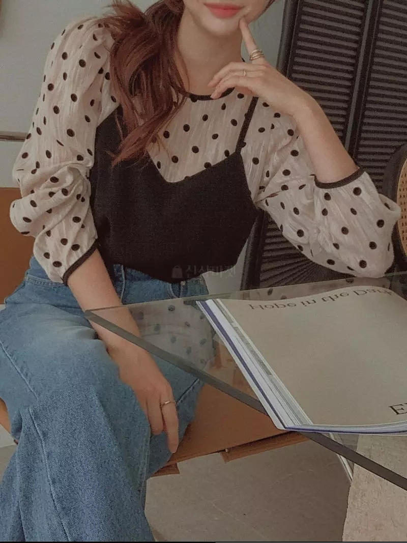 Fabric Seoul - Korean Women Fashion - #womensfashion - Dot Bustier Blouse - 3