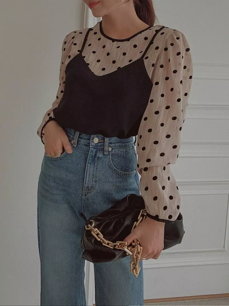 Fabric Seoul - Korean Women Fashion - #womensfashion - Dot Bustier Blouse - 7