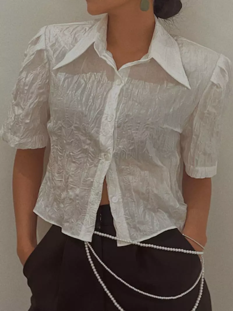 Fabric Seoul - Korean Women Fashion - #momslook - Glossy Pad Blouse - 4