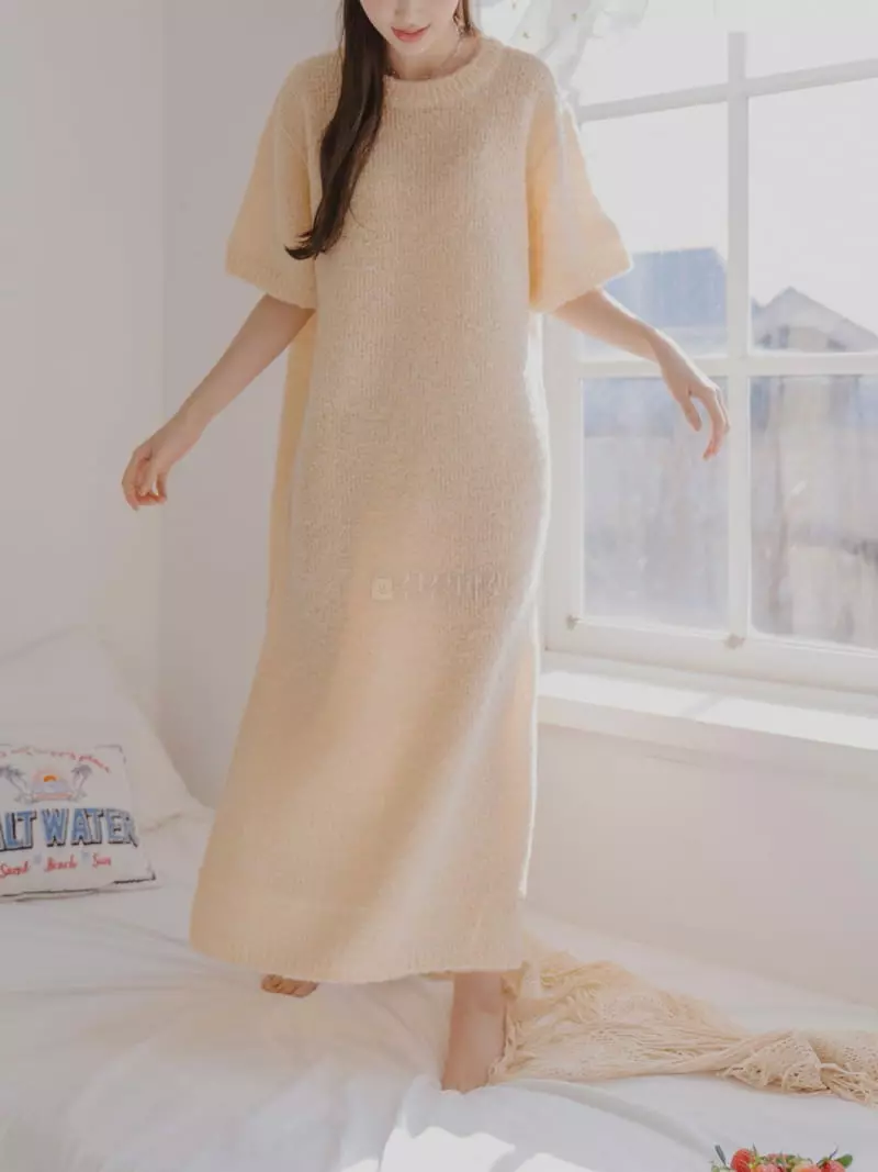 Fabric Seoul - Korean Women Fashion - #womensfashion - Pompom Knit One-piece