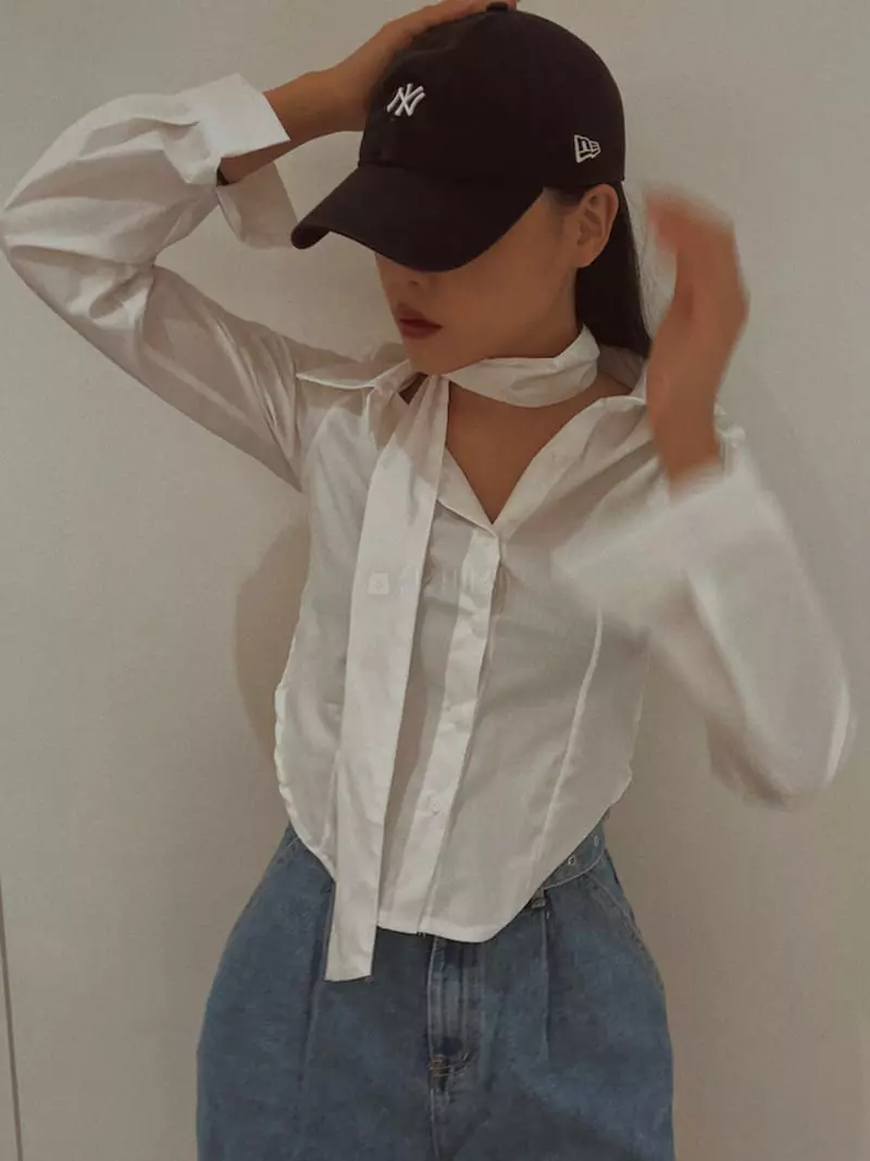 Fabric Seoul - Korean Women Fashion - #womensfashion - Tie Slim Shirt - 3