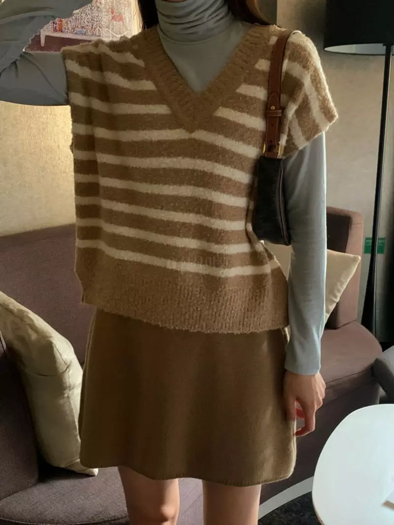 Ff - Korean Women Fashion - #momslook - Alpaca Stripes Knit tee - 9