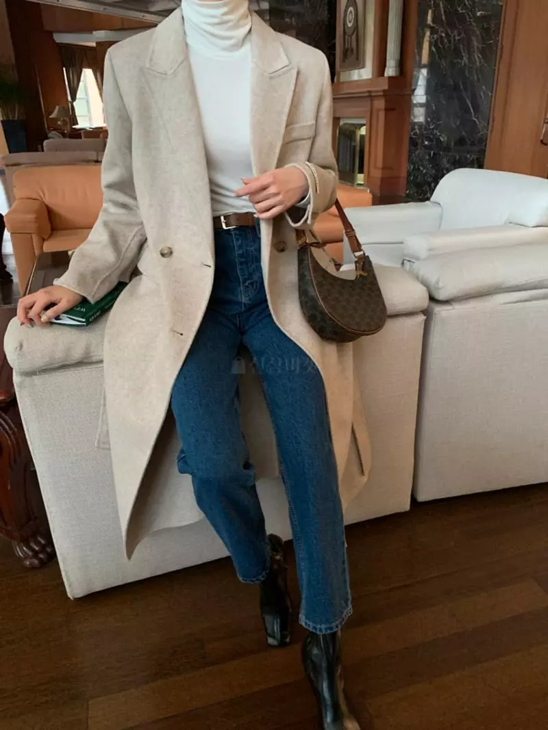 Ff - Korean Women Fashion - #momslook - Double Herringbone Coat - 7
