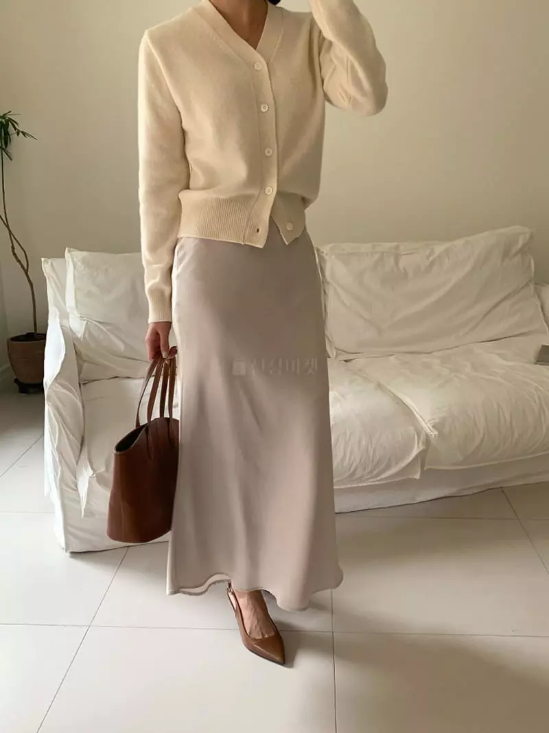 Ff - Korean Women Fashion - #womensfashion - Maron Silk Skirt - 4