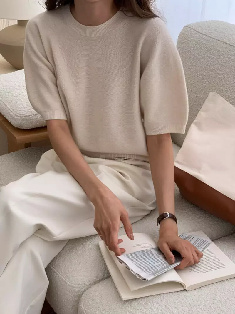 Ff - Korean Women Fashion - #momslook - Whole Gament Knit Tee - 5