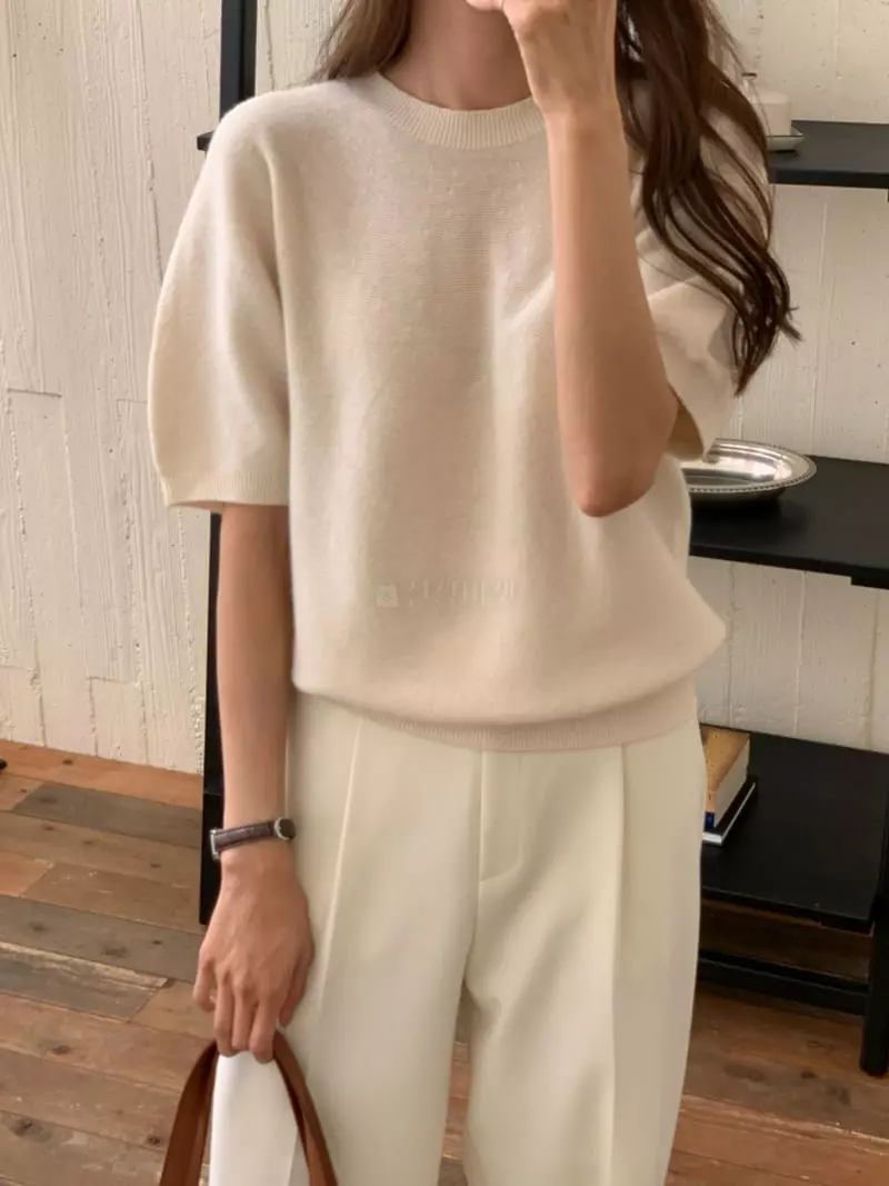 Ff - Korean Women Fashion - #momslook - Whole Gament Knit Tee - 6